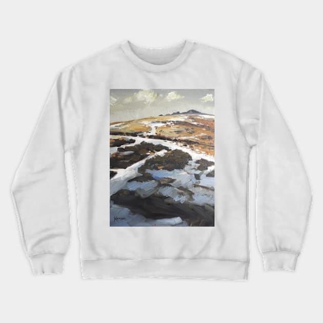 Light Snowfall on Bonehill Rocks Crewneck Sweatshirt by Kavatar